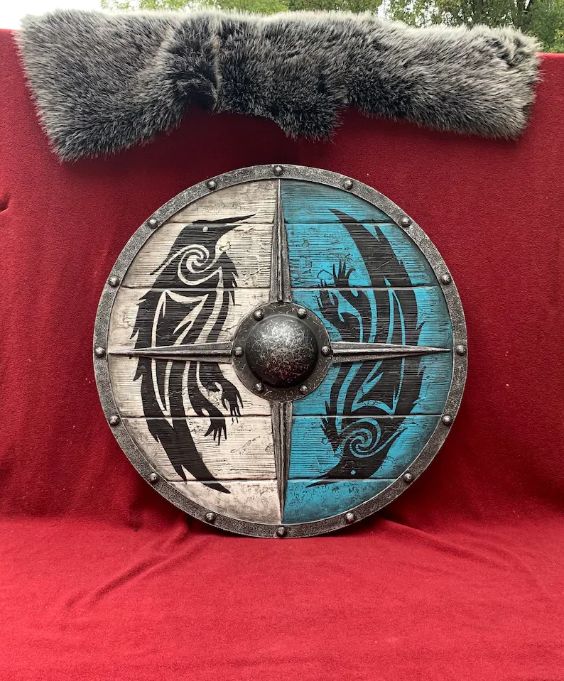 Eivor Valhalla Raven Battle Damaged Viking Wooden Shield 30CM