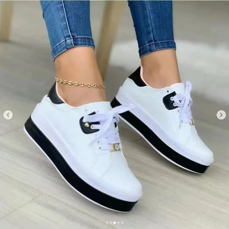 Casual Lace Up Tennis Round Toe Platform Sneakers for Women