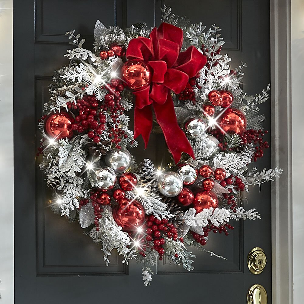 🎄The Cordless Prelit Red And White Holiday Trim