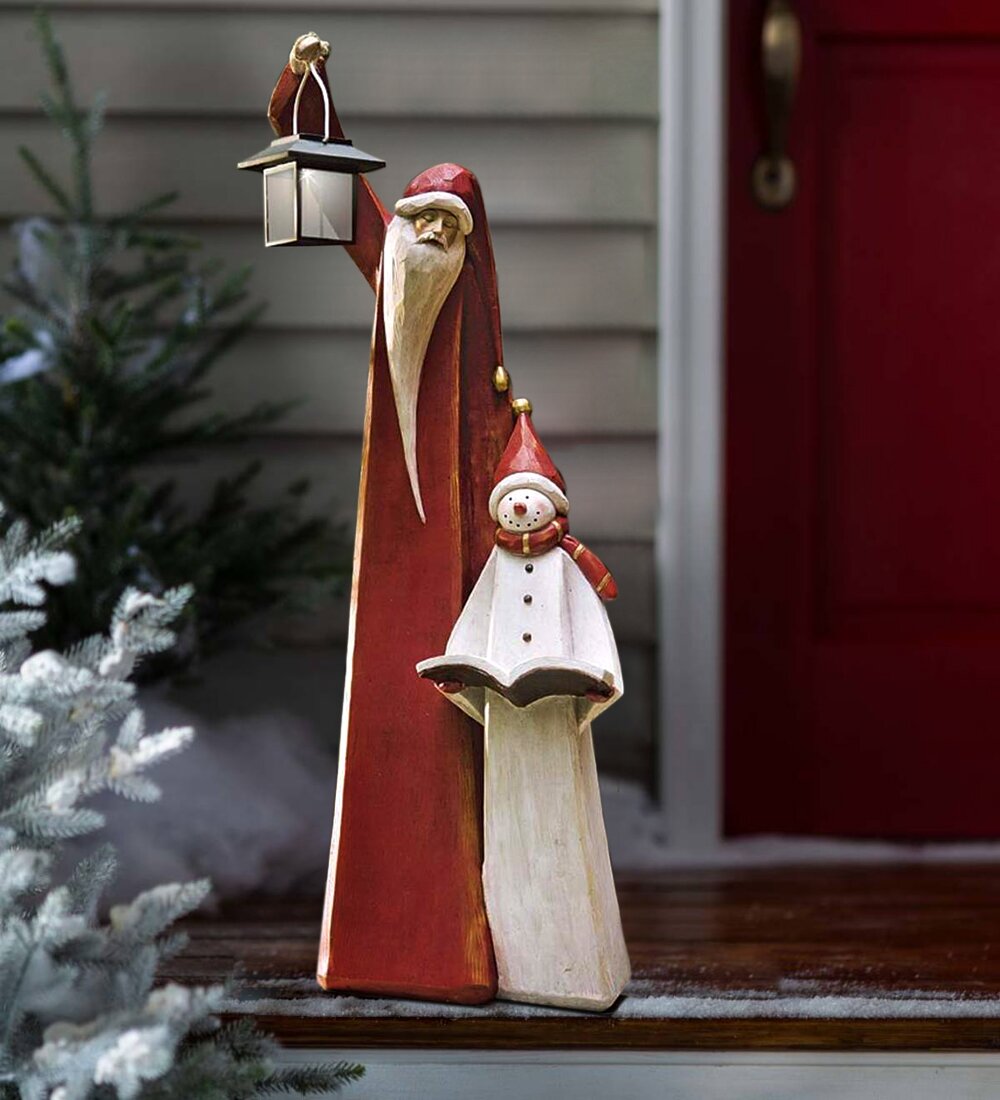 Santa And Snowman Sculpture