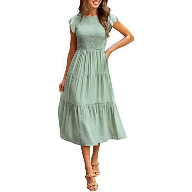 WOMEN'S SUMMER CASUAL FLUTTER SHORT MIDI DRESS