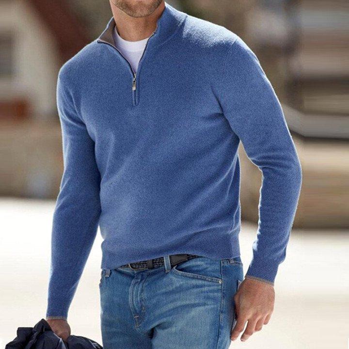 Men\'s Cashmere Zipper Basic Sweater