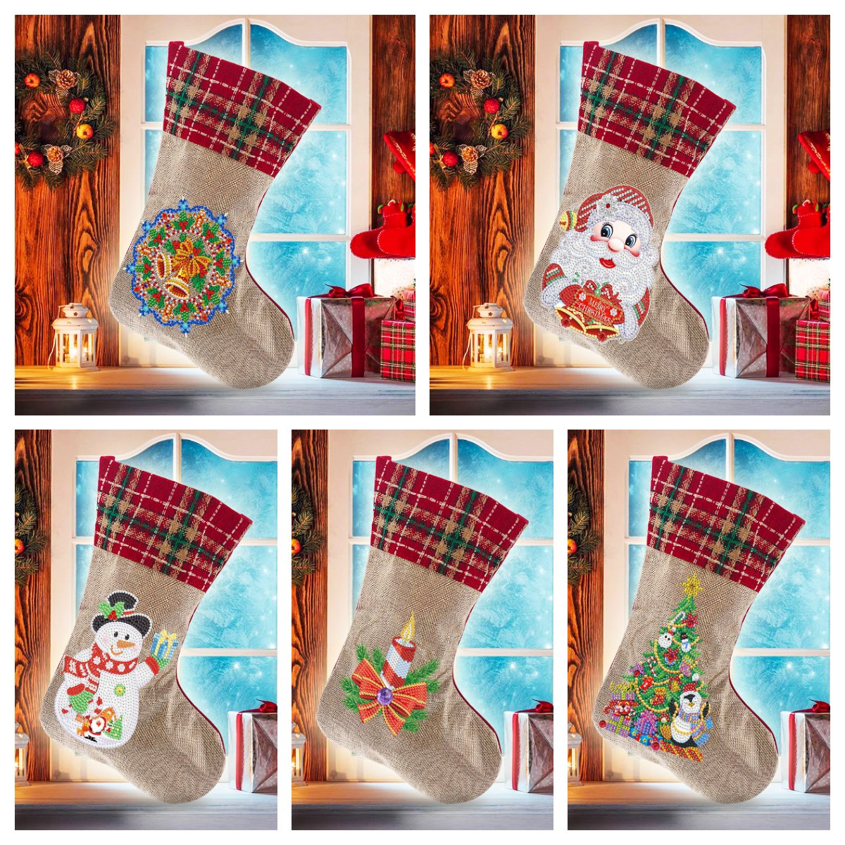 (🎁🔥HOT SALE - 49% OFF) 5D Diamond Painting Xmas Rhinestone Sock Embroidery Mosaic Gift Bag