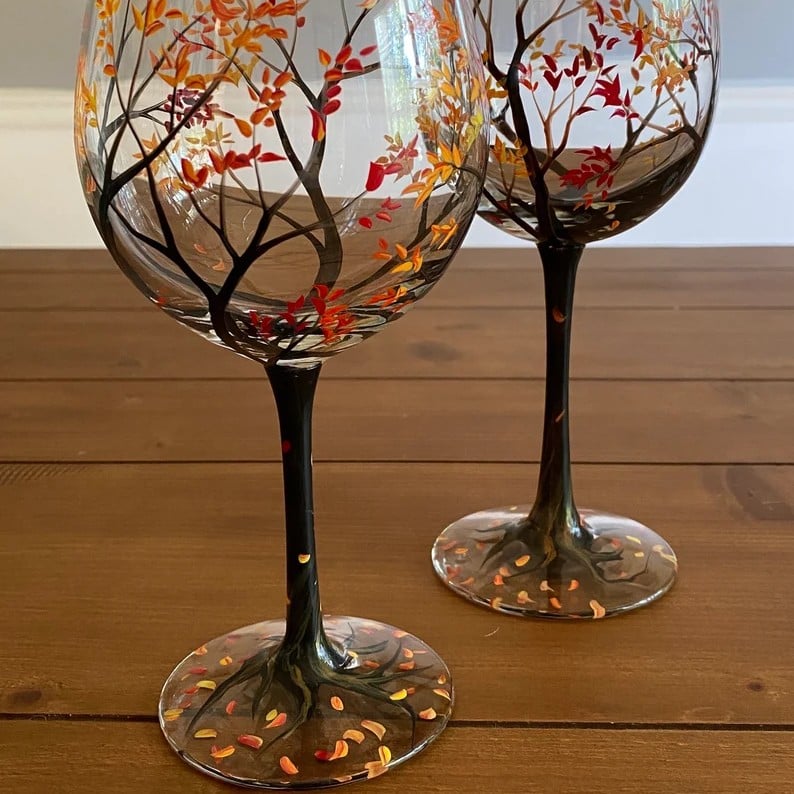 🔥HOT SALE NOW 49% OFF - Four Seasons Tree Wine Glasses - Hand Painted Art