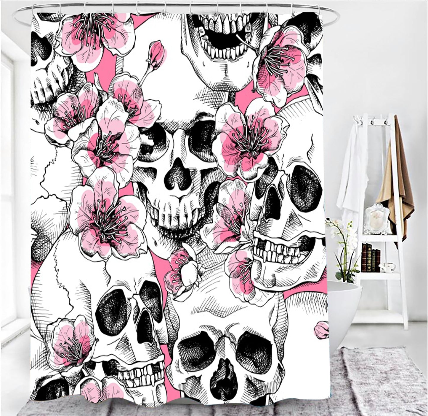 Sugar Skull Print Shower Curtains & Bath rugs