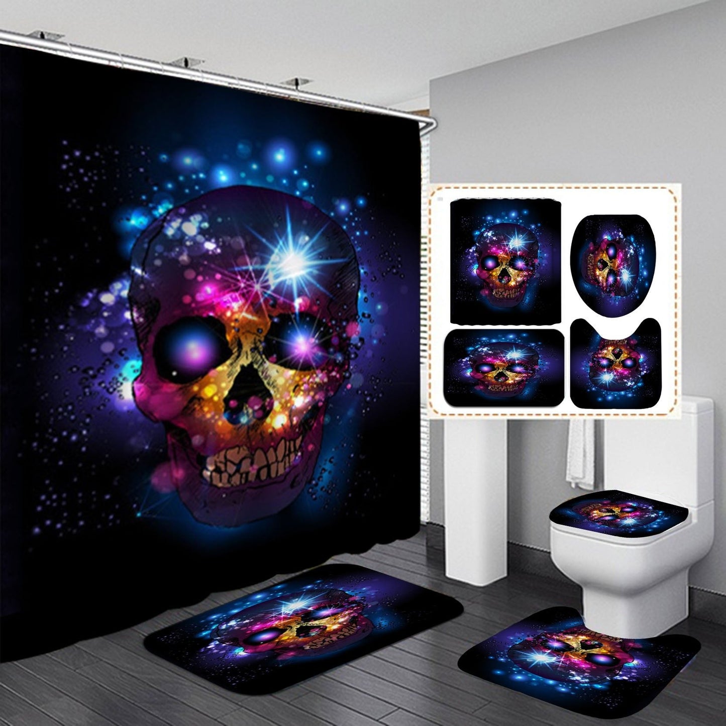 Sugar Skull Print Shower Curtains & Bath rugs