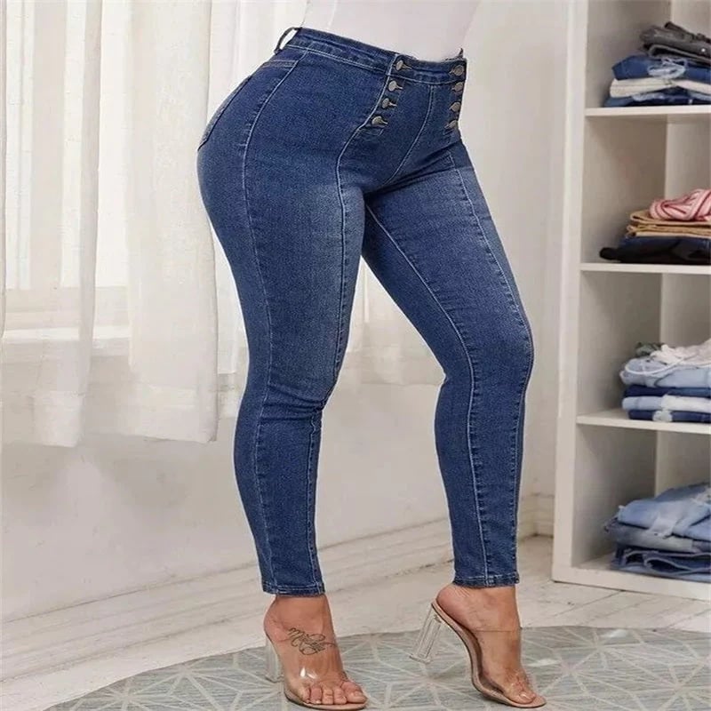 💥Double Breasted High Waist Skinny Jeans