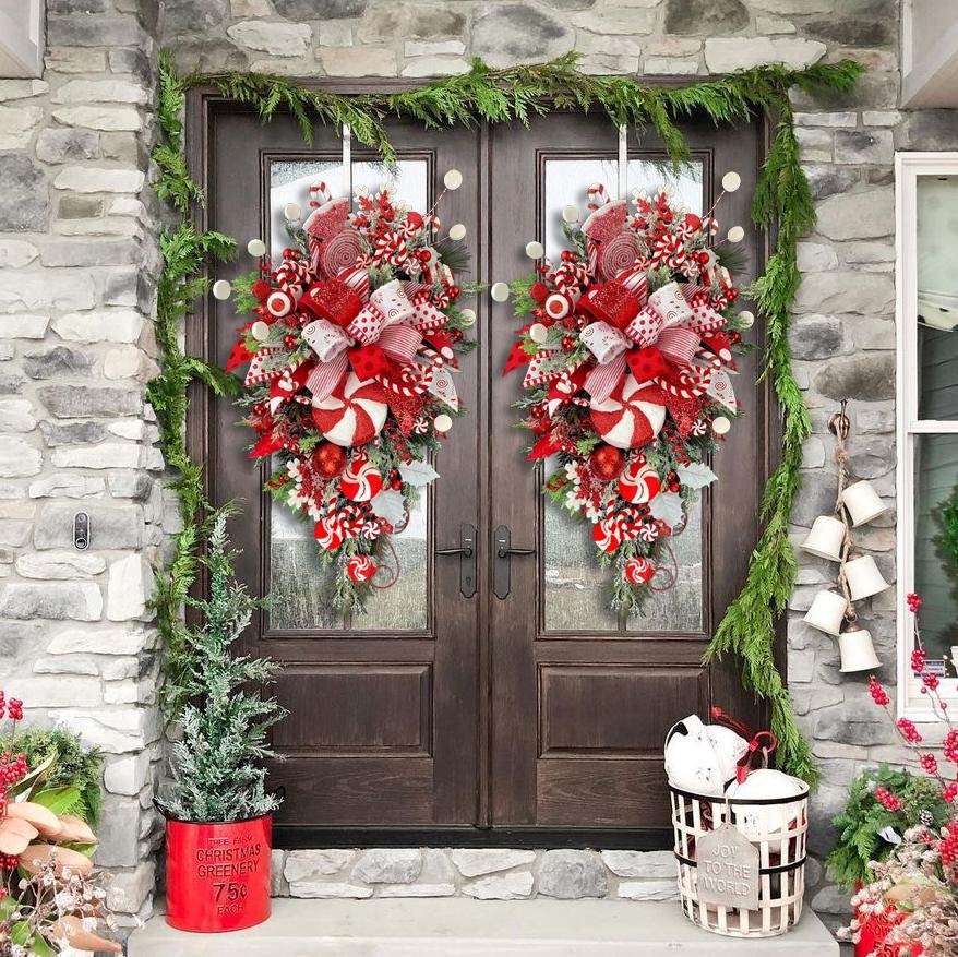 🔥Early Christmas Sale🍭Candy Cane Christmas Wreath🍭