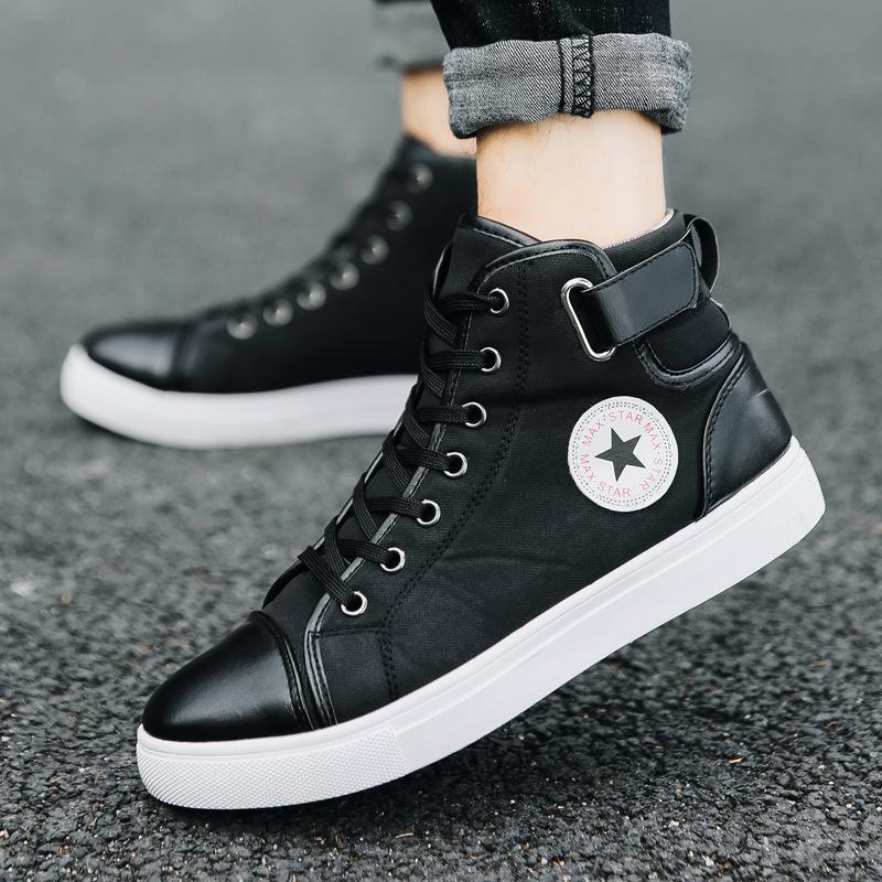 Leather denim stitching men's shoes Simple casual shoes