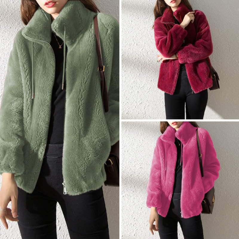 Padded Coat Stand-collar Double-faced Fleece Jacket