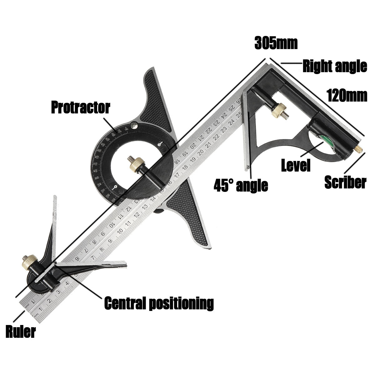 Multifunctional Combination of Movable Angle Ruler Set