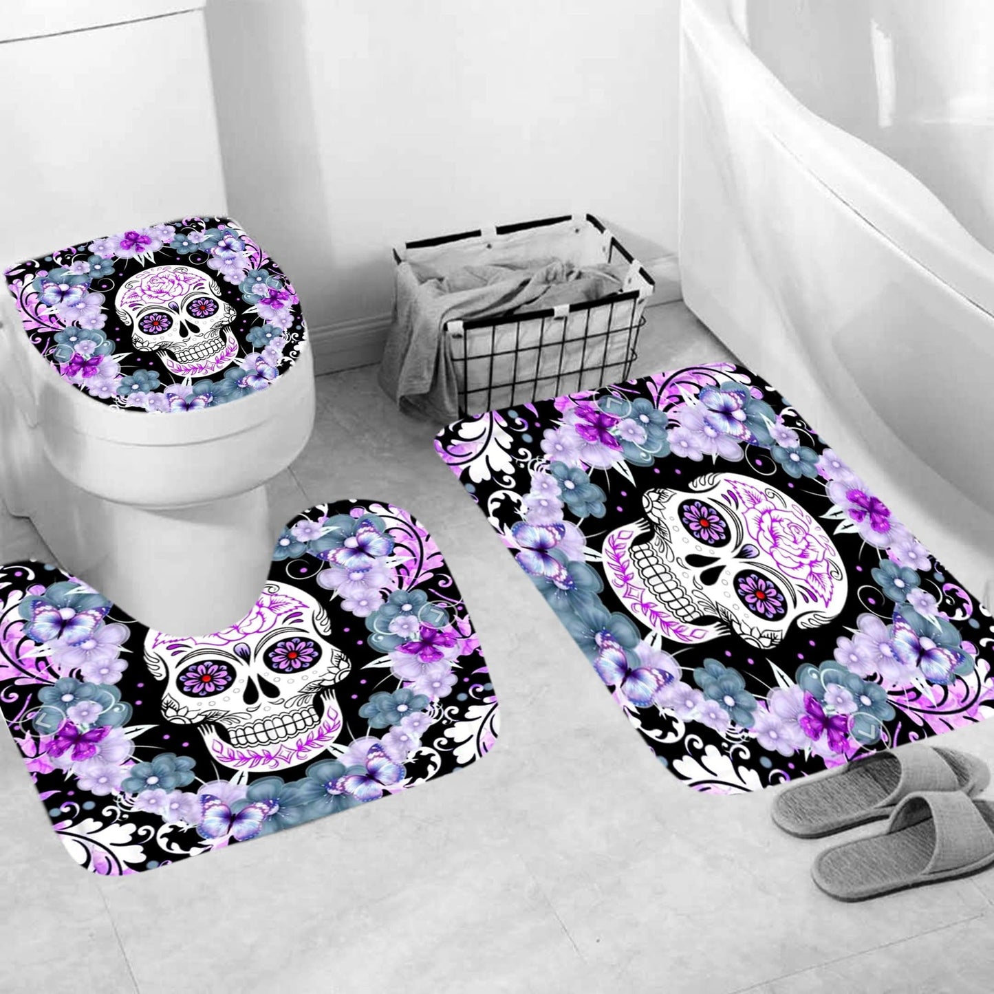 Sugar Skull Print Shower Curtains & Bath rugs