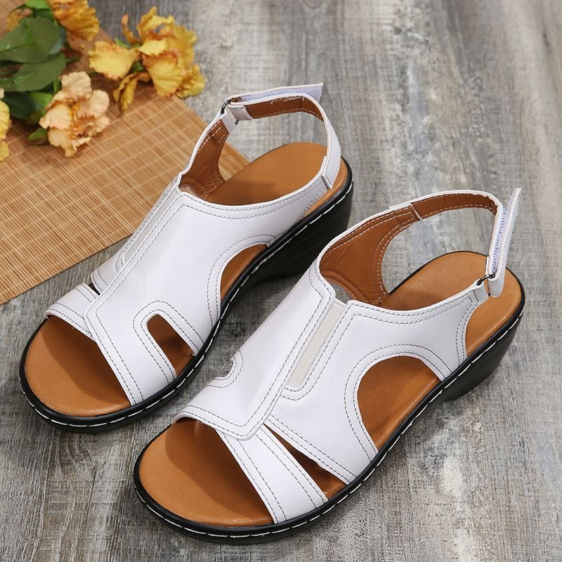 2022 New Fashion Casual Leather Wedge Sandals