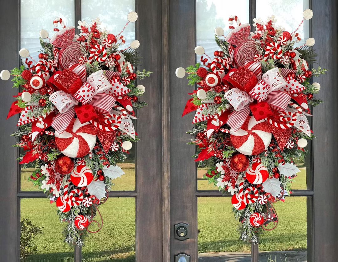 🔥Early Christmas Sale🍭Candy Cane Christmas Wreath🍭