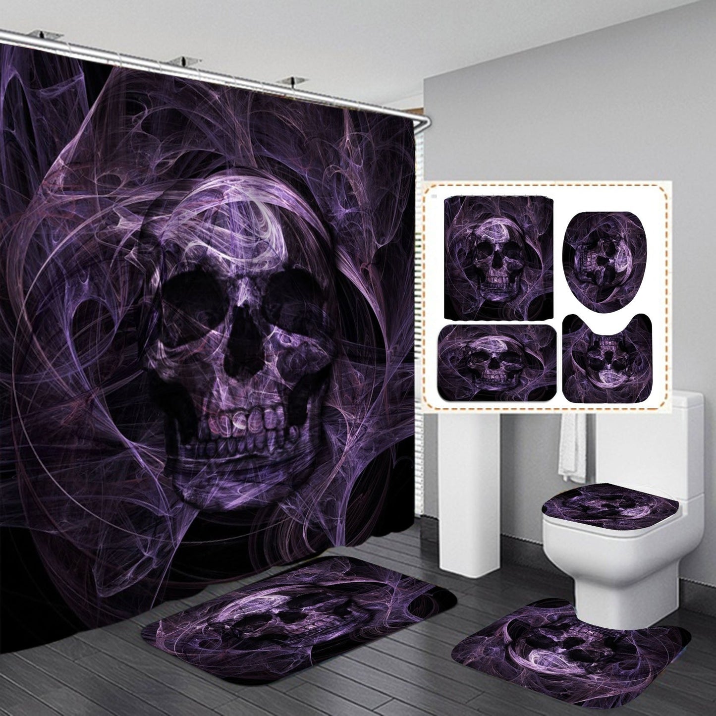 Sugar Skull Print Shower Curtains & Bath rugs