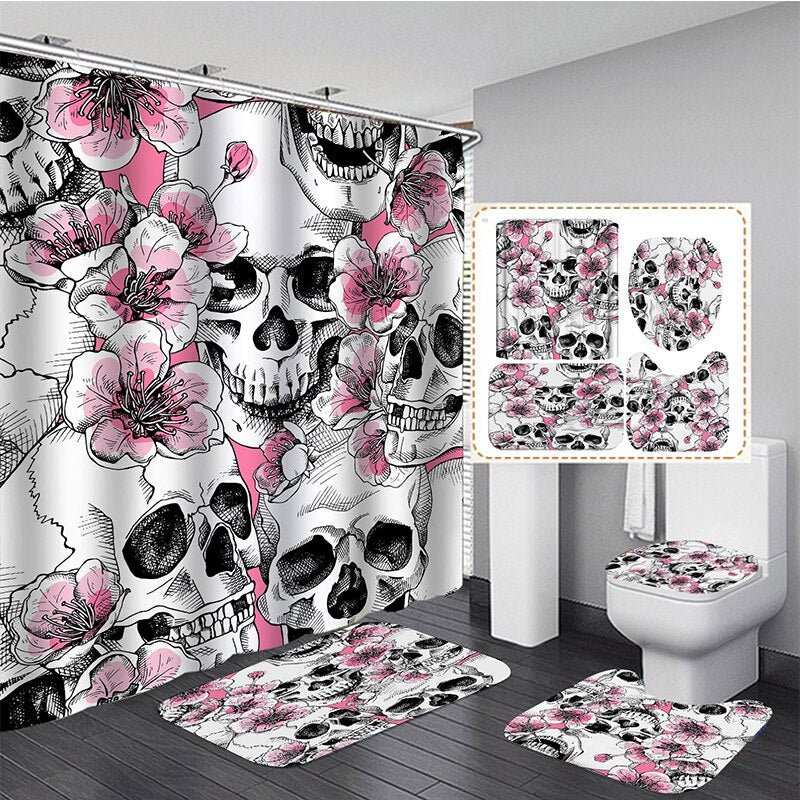 Sugar Skull Print Shower Curtains & Bath rugs