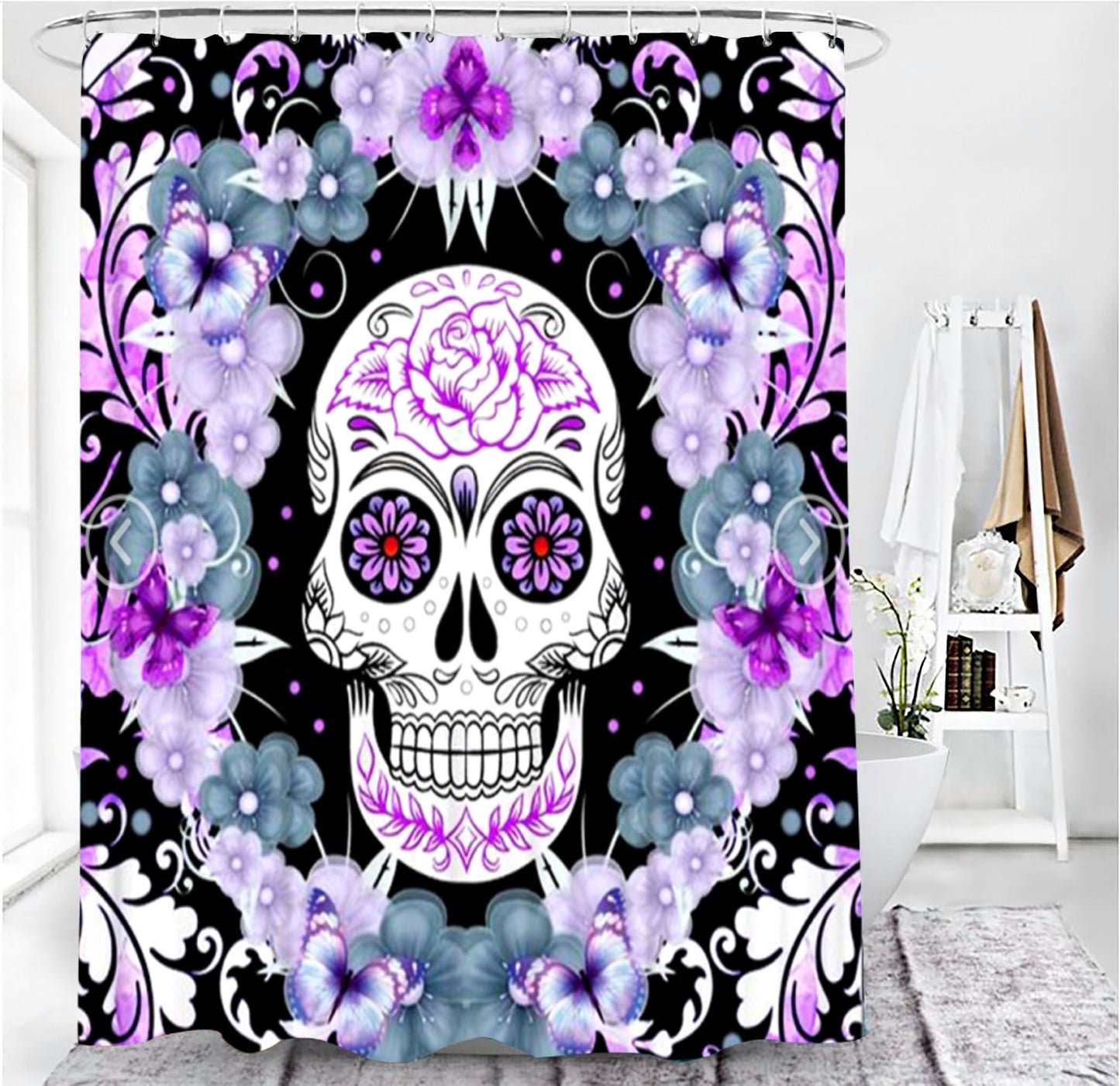 Sugar Skull Print Shower Curtains & Bath rugs