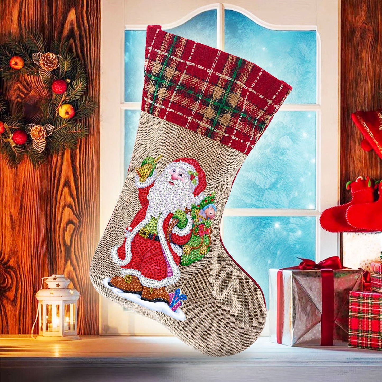 (🎁🔥HOT SALE - 49% OFF) 5D Diamond Painting Xmas Rhinestone Sock Embroidery Mosaic Gift Bag