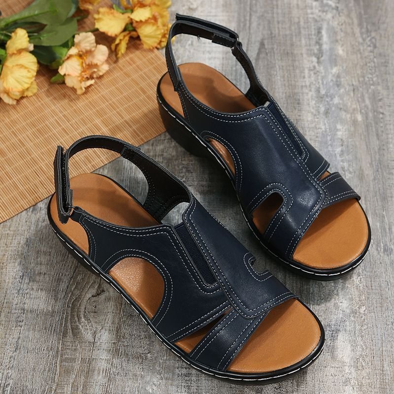 2022 New Fashion Casual Leather Wedge Sandals