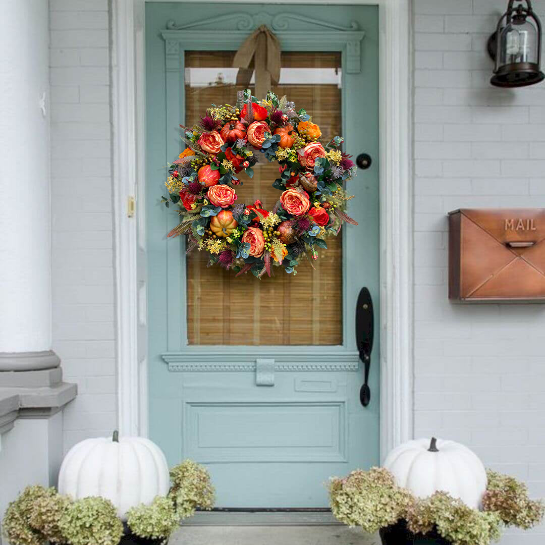 🔥Last Day 49% OFF🔥Fall Peony and Pumpkin Wreath - Year Round Wreath