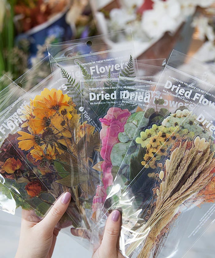 48 Pcs Big Size Dried Flowers Stickers Set