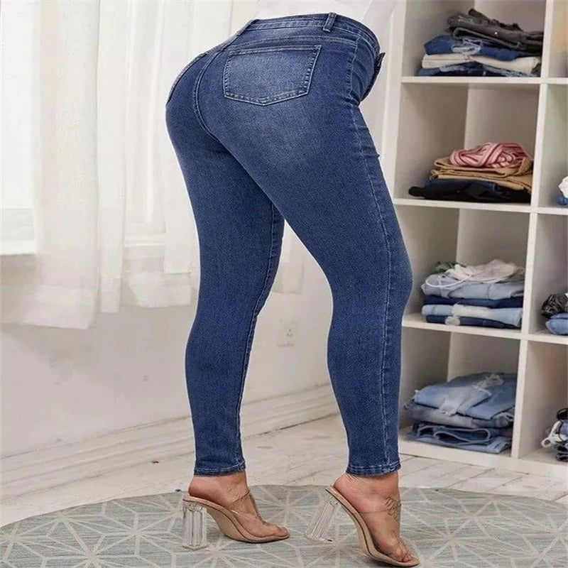 💥Double Breasted High Waist Skinny Jeans