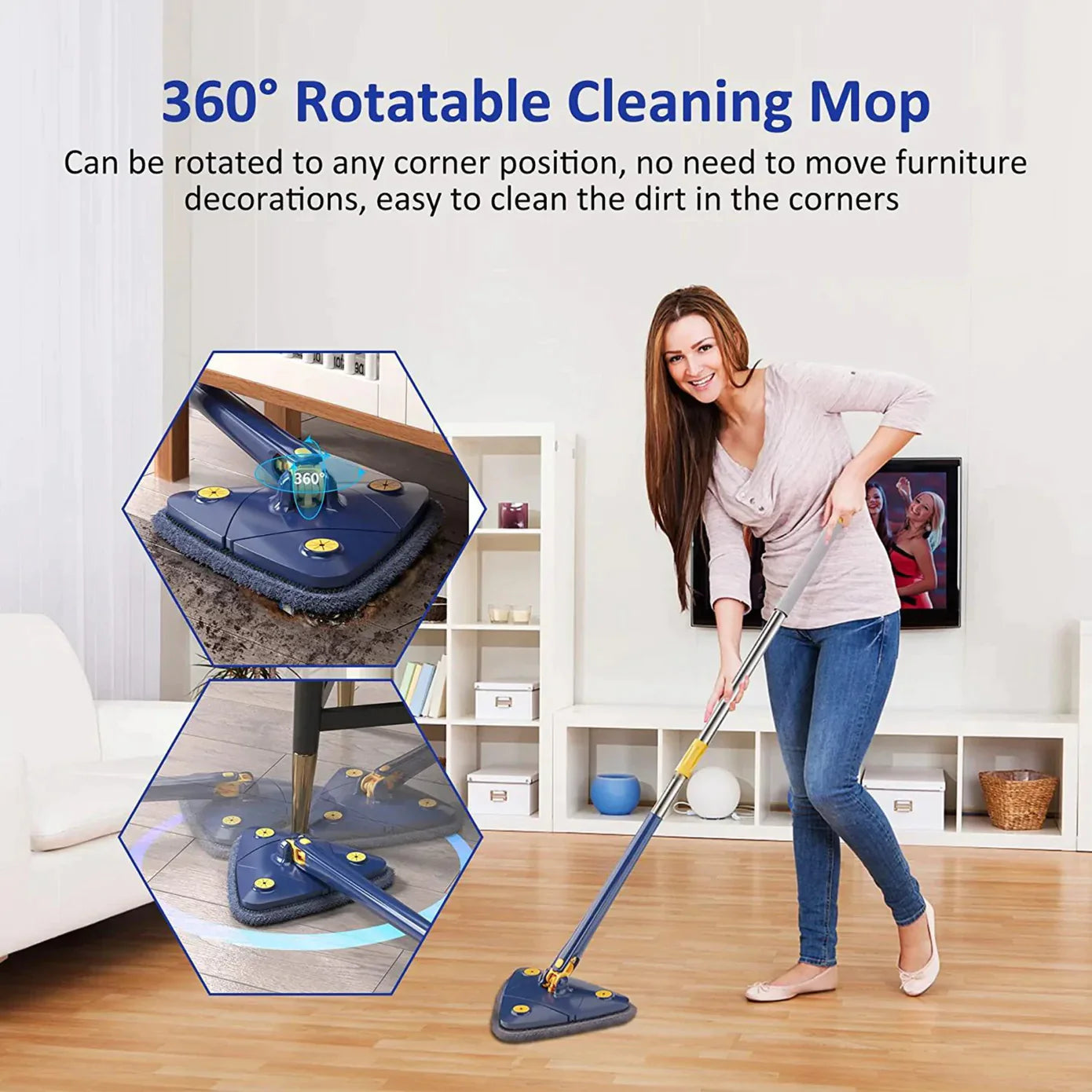 Unique mop with 360-degree swivel function