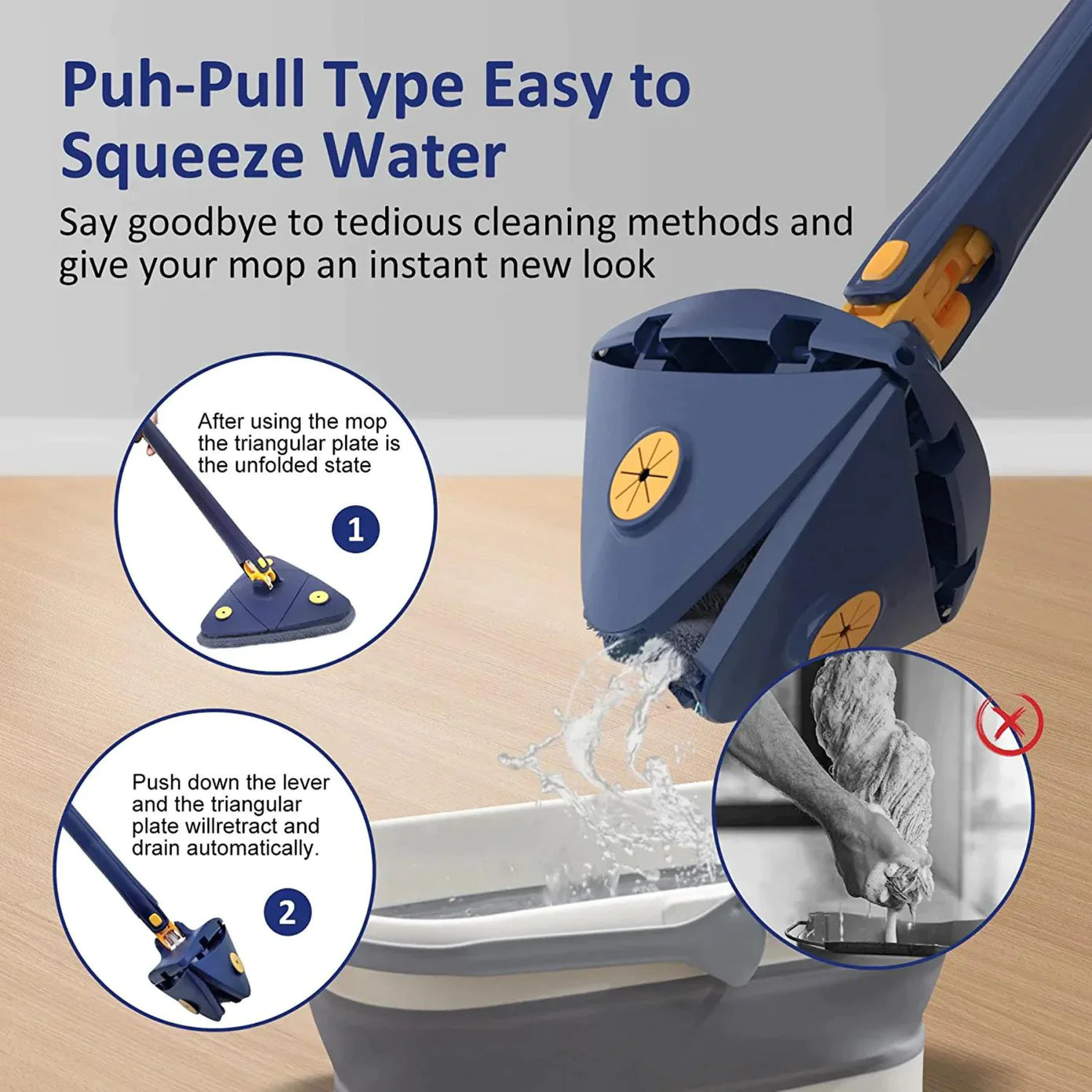 Unique mop with 360-degree swivel function