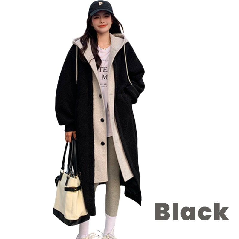 49% OFF🔥 2-Layered Lambswool Hooded Coat Jacket