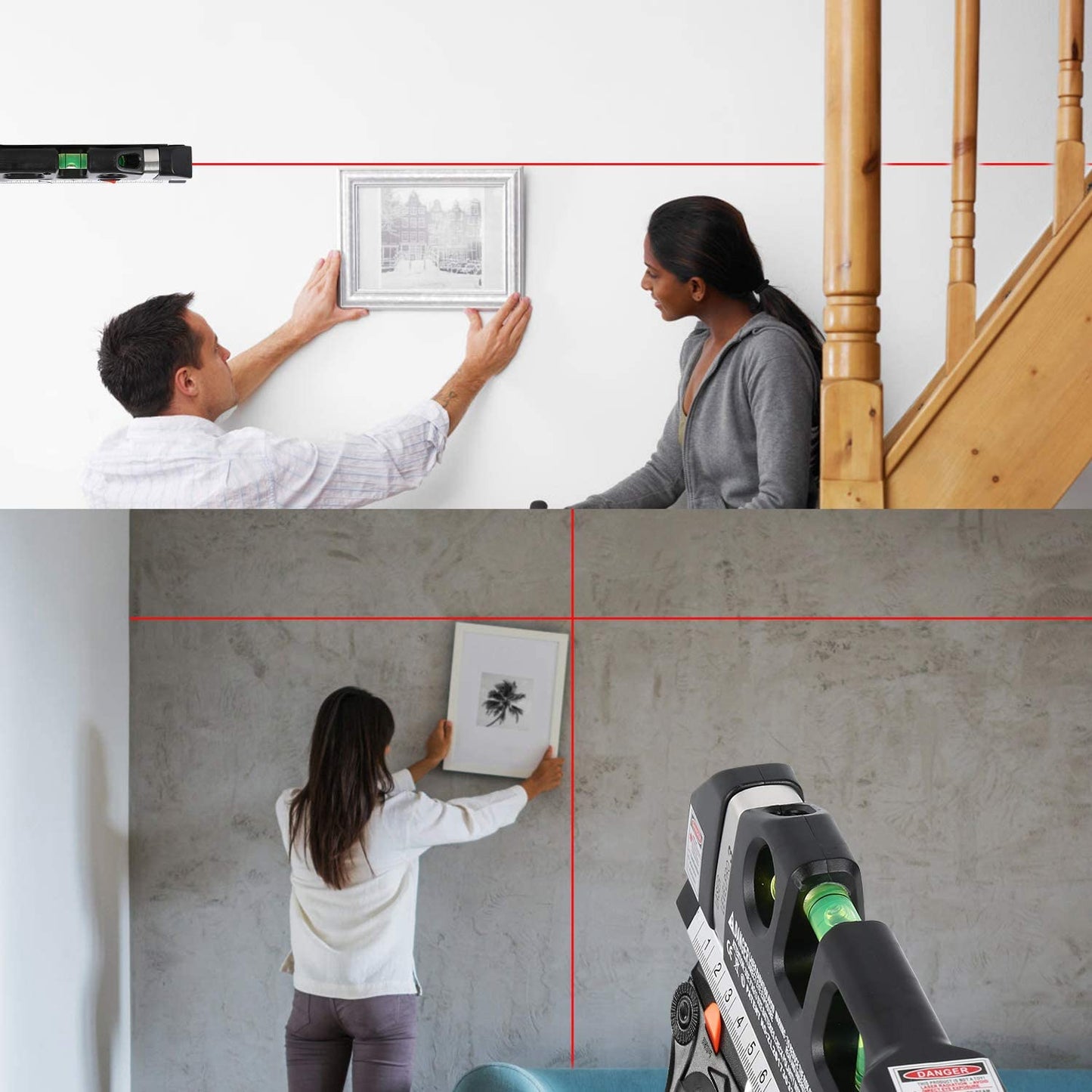 Laser Level Ruler Multi-functional Household Infrared Decoration (Black)