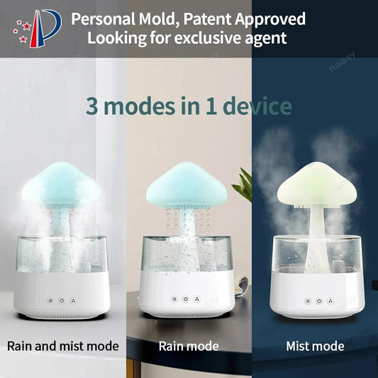 Mushroom diffuser with rain - Custom Max line rain cloud humidifier