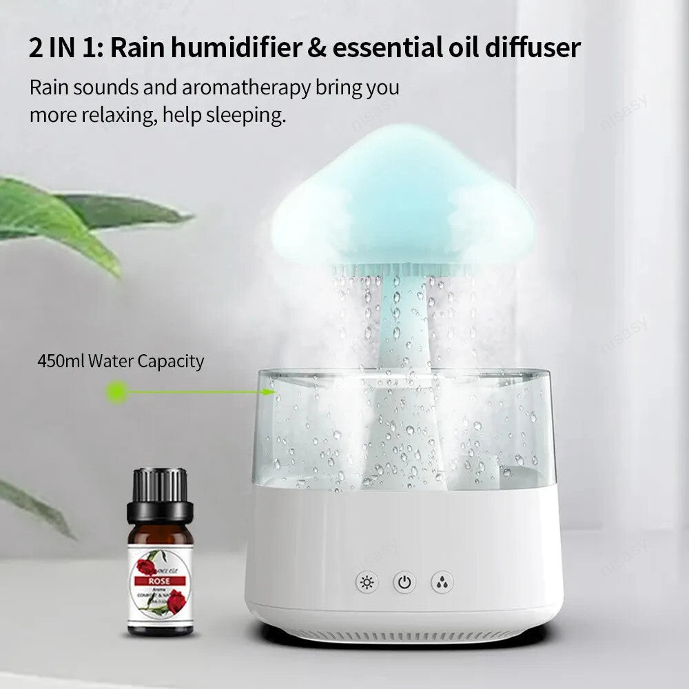 Mushroom diffuser with rain - Custom Max line rain cloud humidifier