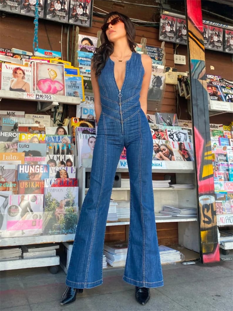 💥49% OFF🔥Backless Heart Cutout Denim Jumpsuit For Women