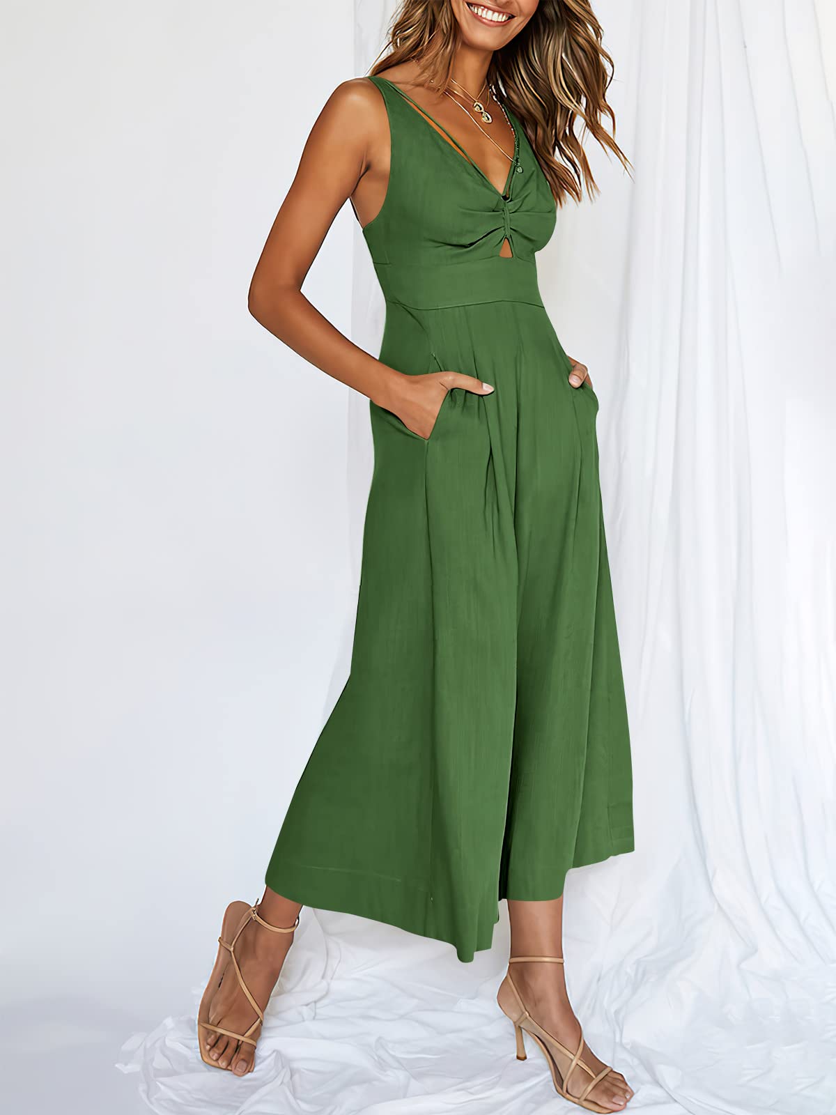 V Neck Cutout High-Waist Rompers (Buy 2 free shipping)