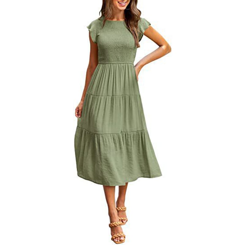 WOMEN'S SUMMER CASUAL FLUTTER SHORT MIDI DRESS