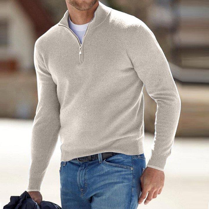 Men\'s Cashmere Zipper Basic Sweater