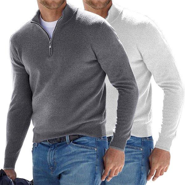 Men\'s Cashmere Zipper Basic Sweater