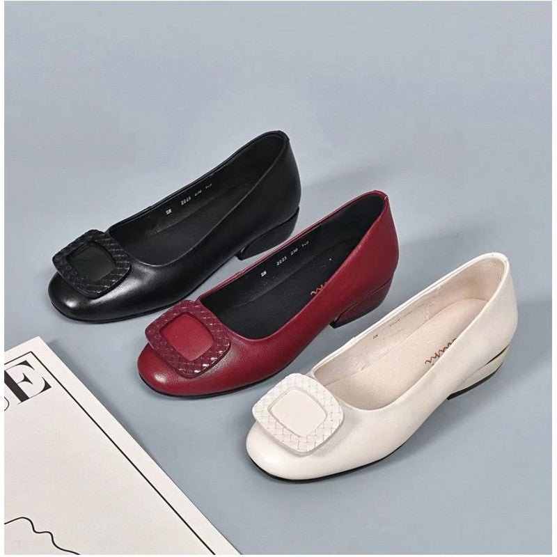 2023 soft surface comfortable thick heel round toe shoes