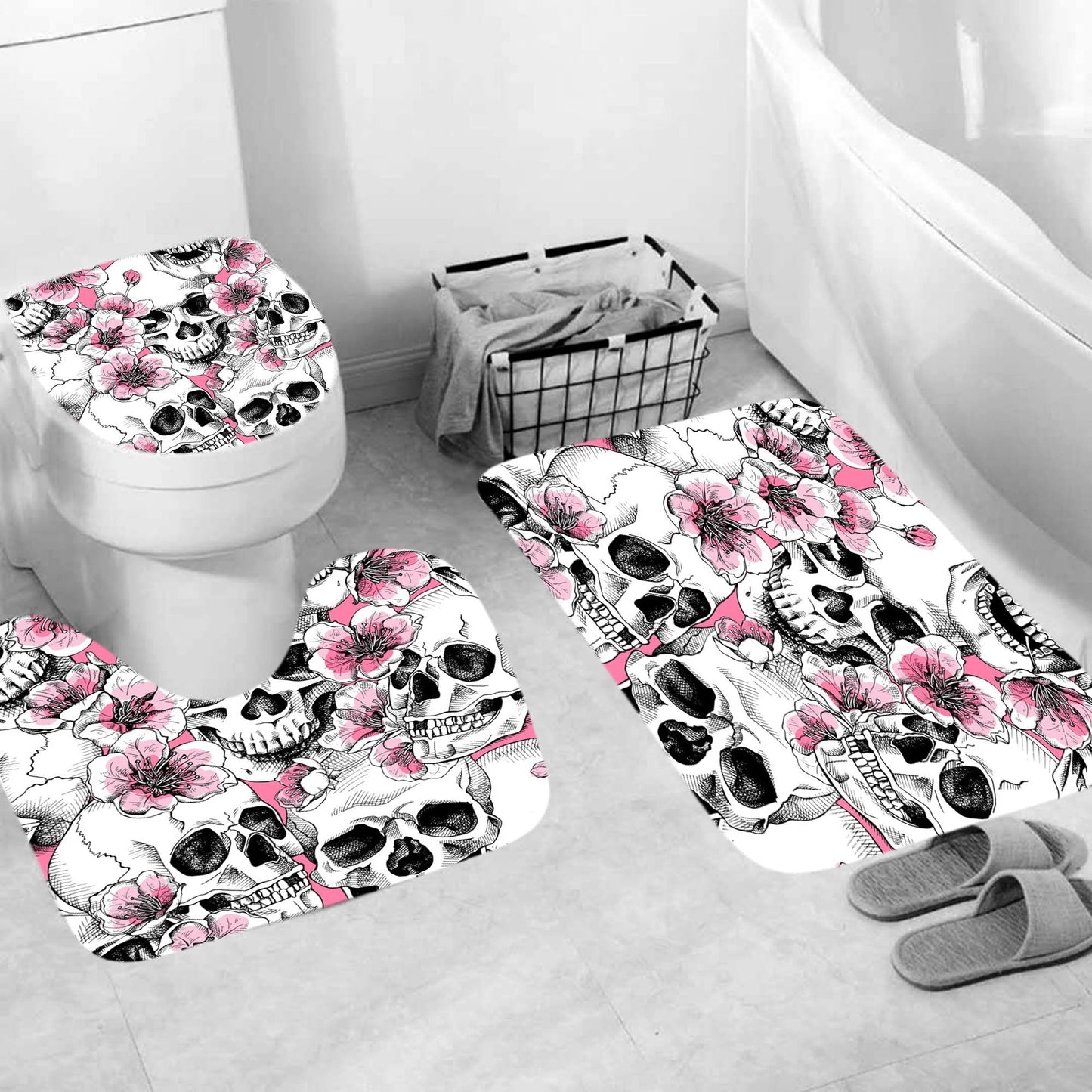 Sugar Skull Print Shower Curtains & Bath rugs