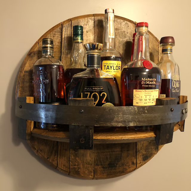 Bourbon whiskey barrel shelf