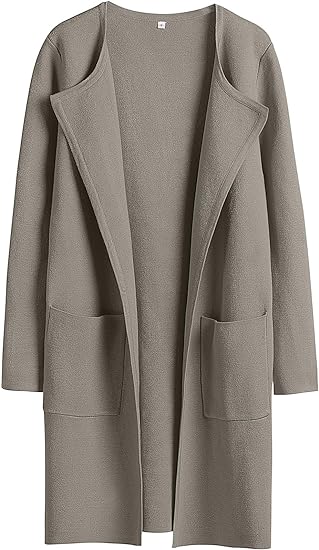 Boke Womens Knit Cardigan Sweaters Oversized Open Front Long Sleeve Lapel Casual Jacket 2023 Fall Coat Dressy Coatigan