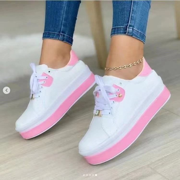 Casual Lace Up Tennis Round Toe Platform Sneakers for Women