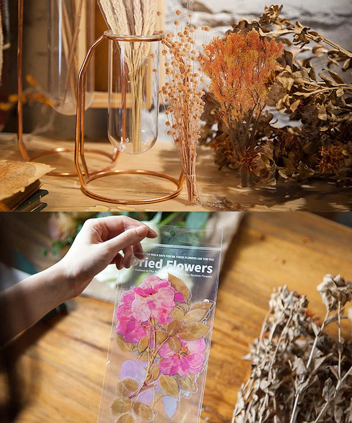 48 Pcs Big Size Dried Flowers Stickers Set