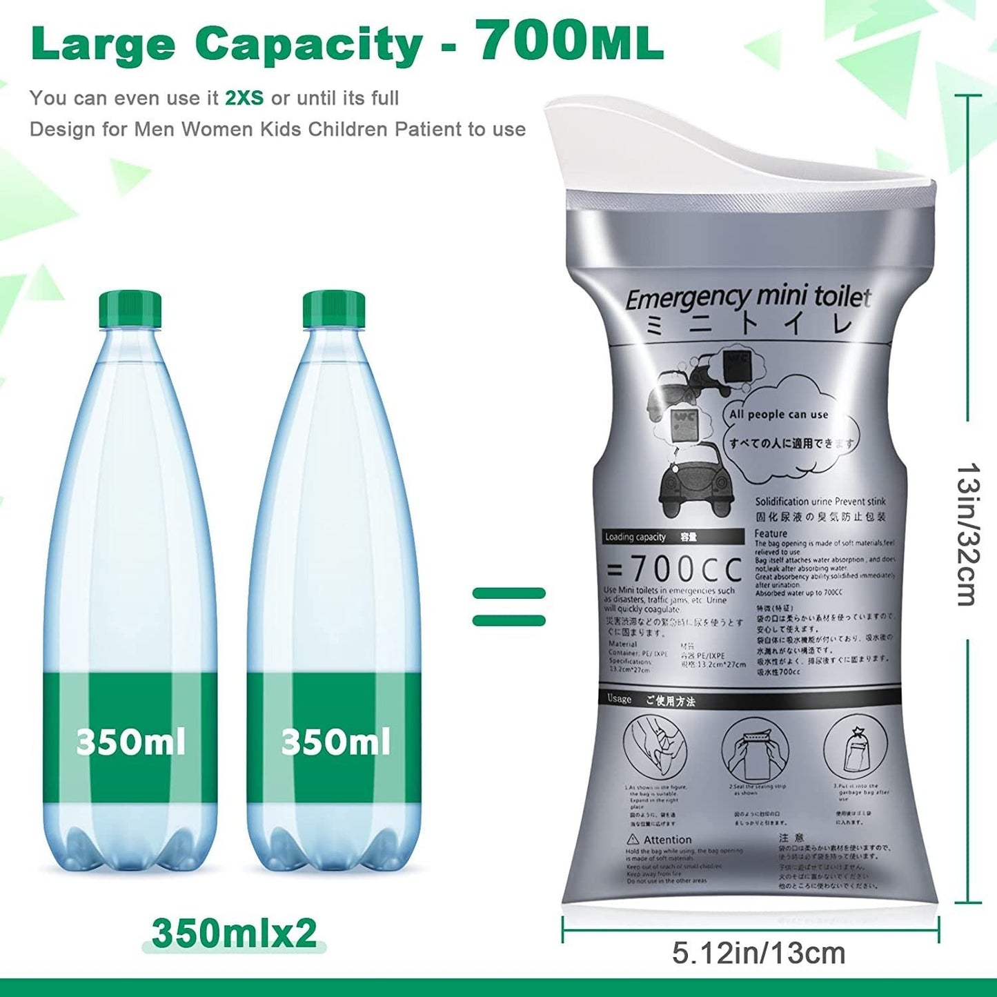 700ML Portable Travel Pee Bags