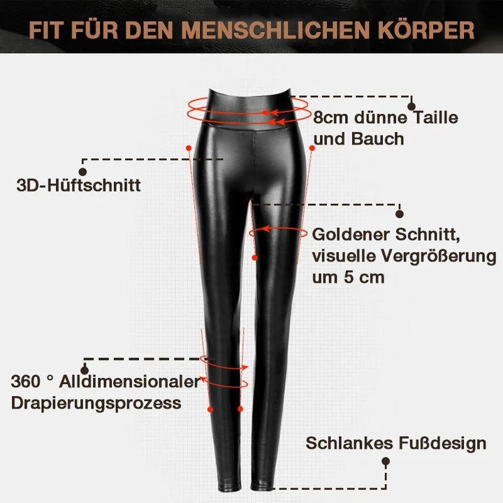 S-shaped PU Leather Leggings