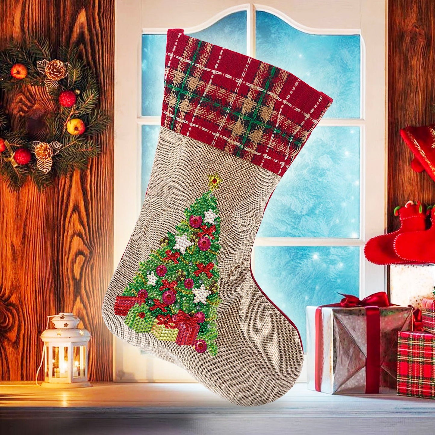 (🎁🔥HOT SALE - 49% OFF) 5D Diamond Painting Xmas Rhinestone Sock Embroidery Mosaic Gift Bag