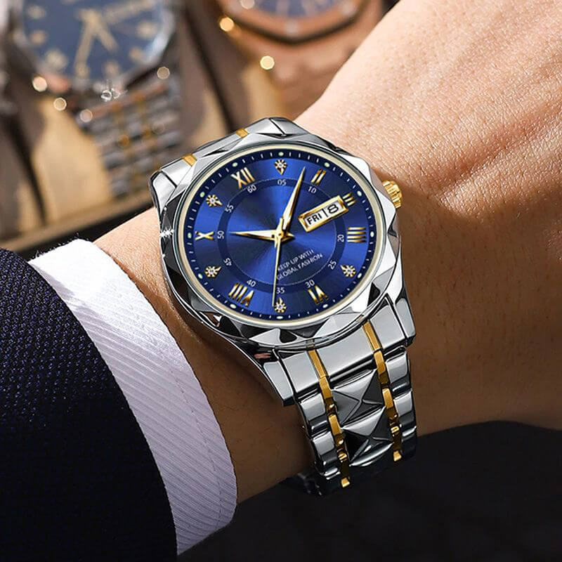 Waterproof Luminous Stainless Steel Two-tone Quartz Men's Watch